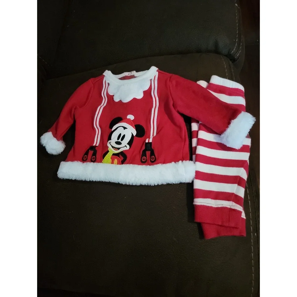 Disney store Disney baby Christmas holiday mickey santa outfit 6‎ 9 months